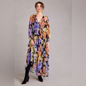 Anthropologie Marais Printed Chiffon Maxi Dress